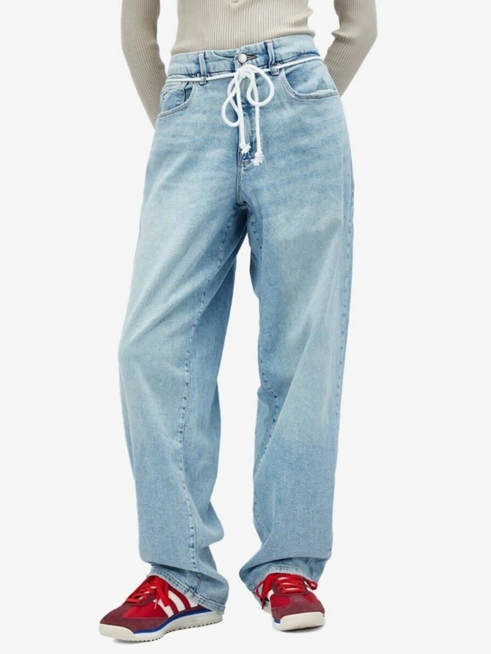 Good American 90s Loose Drawstring Jeans Y2K Streetwear Baggy Sz 2 EUC $169